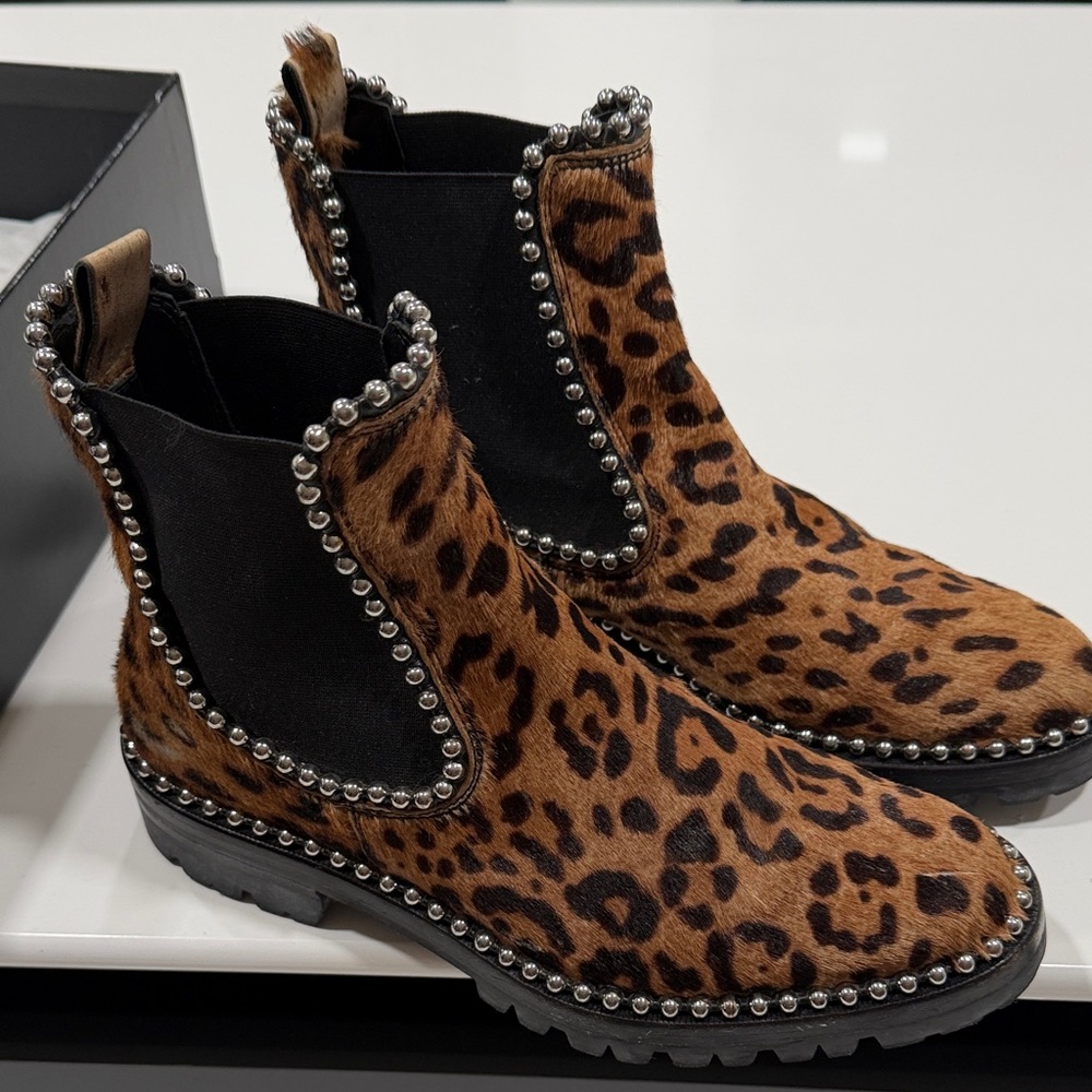 Alexander Wang Leopard Studded Ankle Boots
